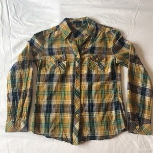 🌟Cotton Plaid Shirt  Mustard/ Teal/ Purple, Medium